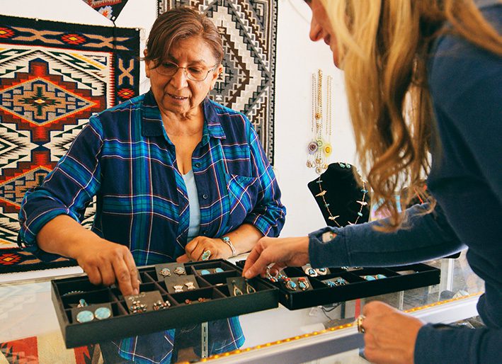 Customer viewing jewelry